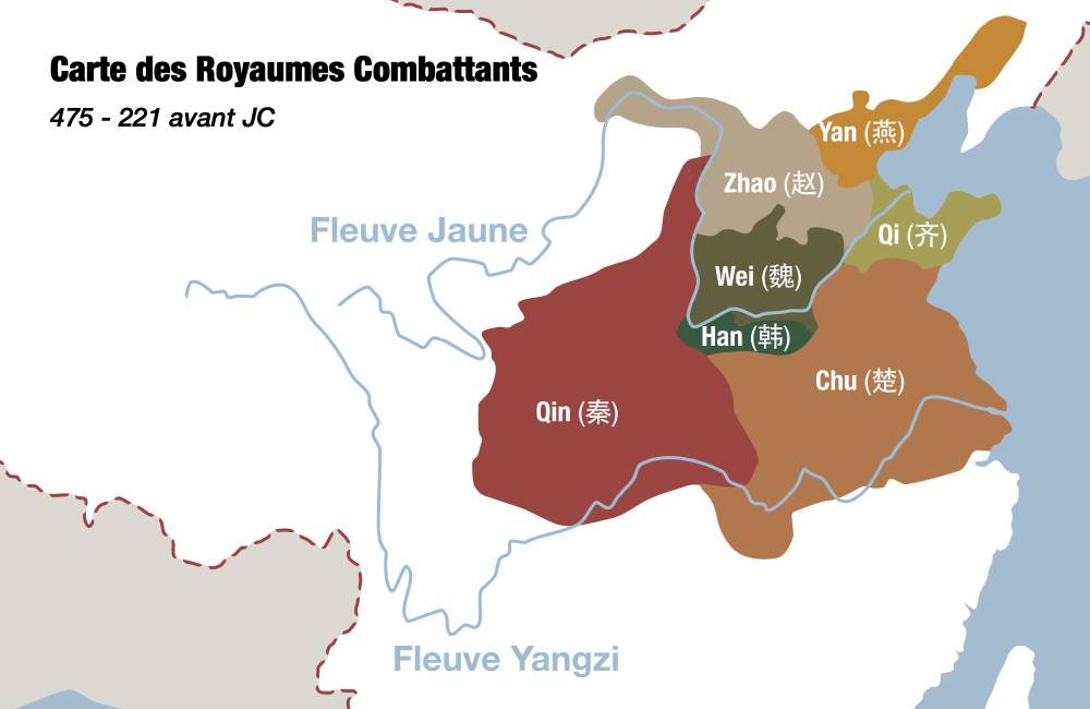 Carte des 7 royaumes combattants, Chine ancienne